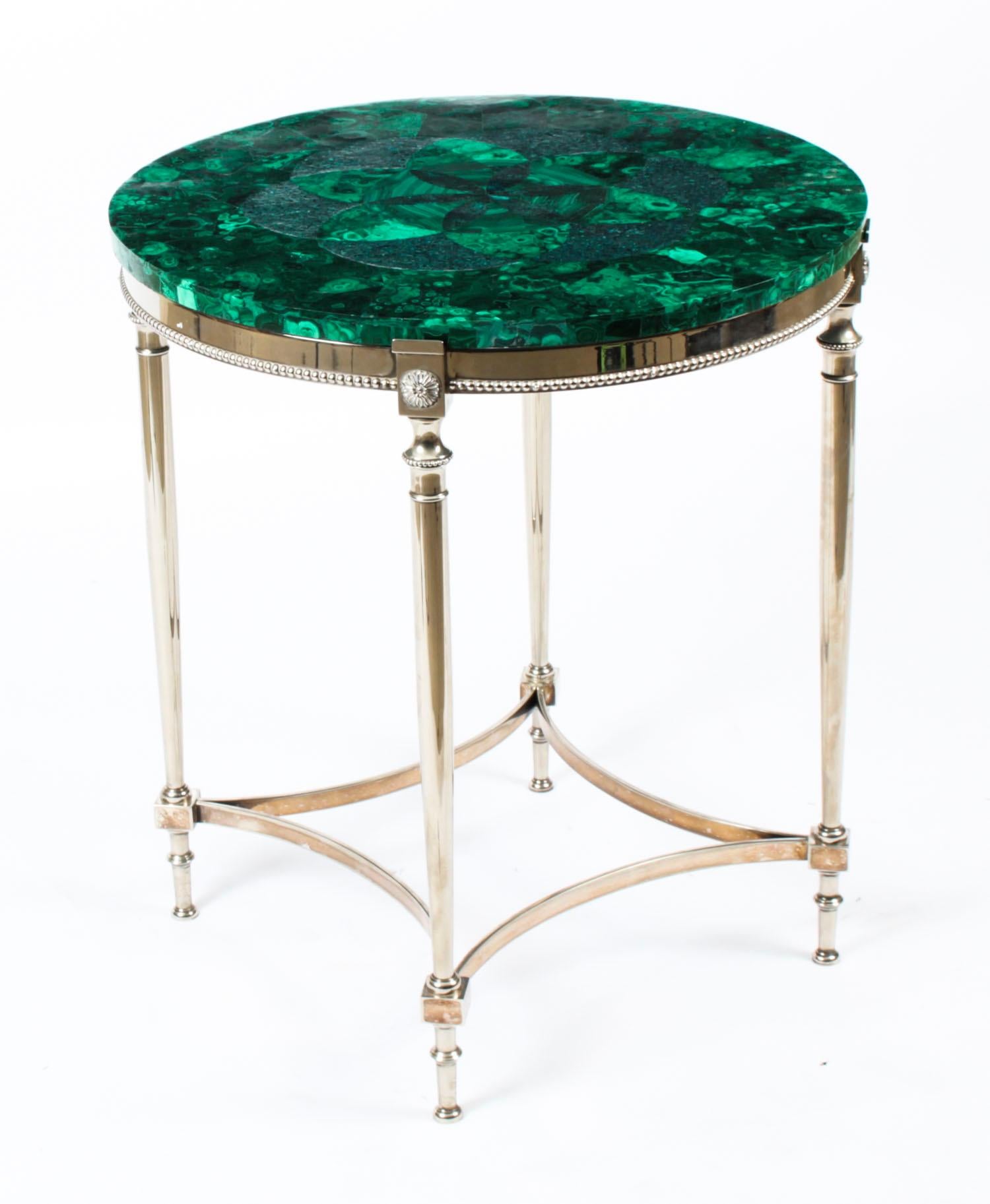 Antique French Art Deco Malachite Occasional Table, 1920s 8