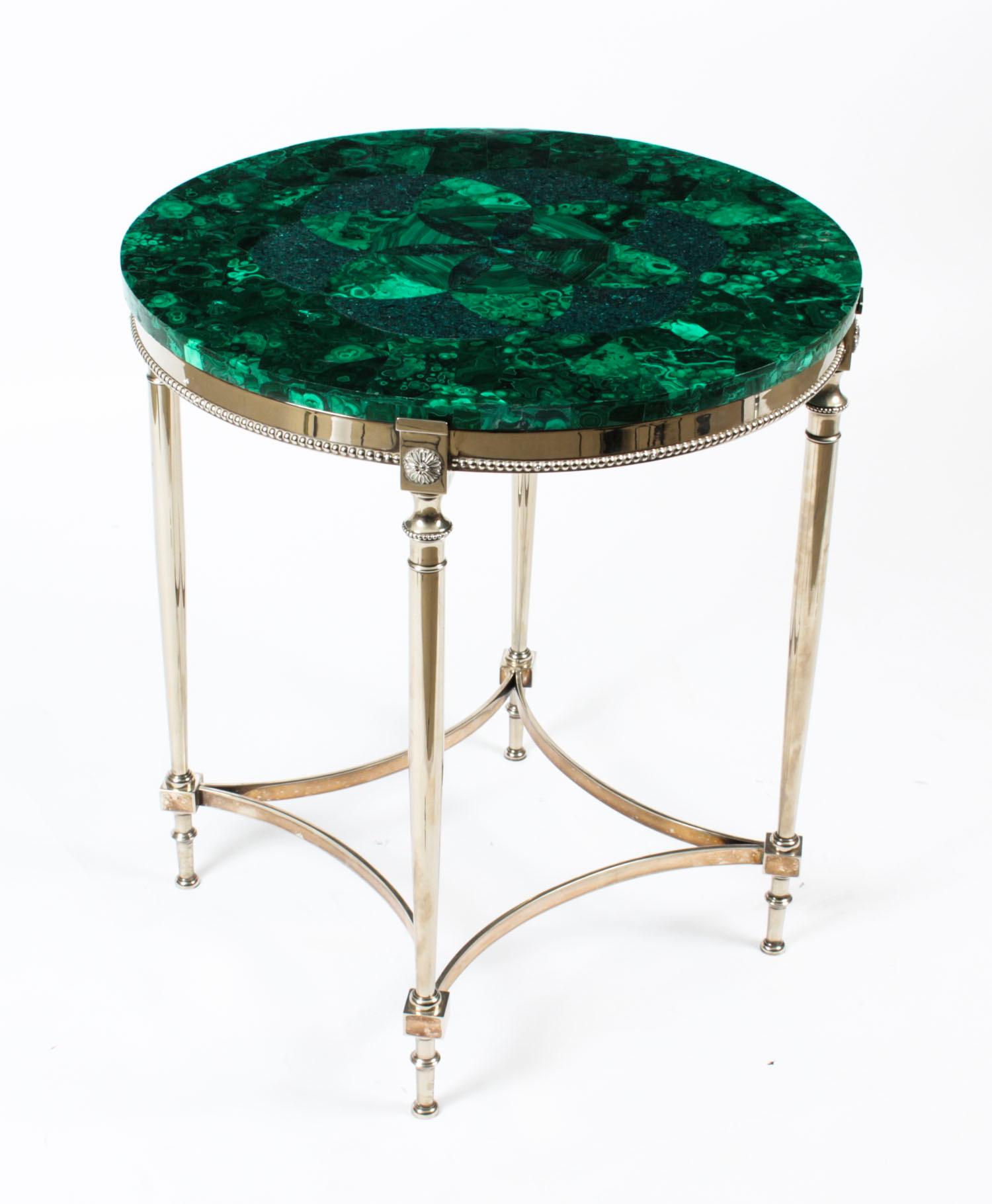 Antique French Art Deco Malachite Occasional Table, 1920s In Good Condition In London, GB