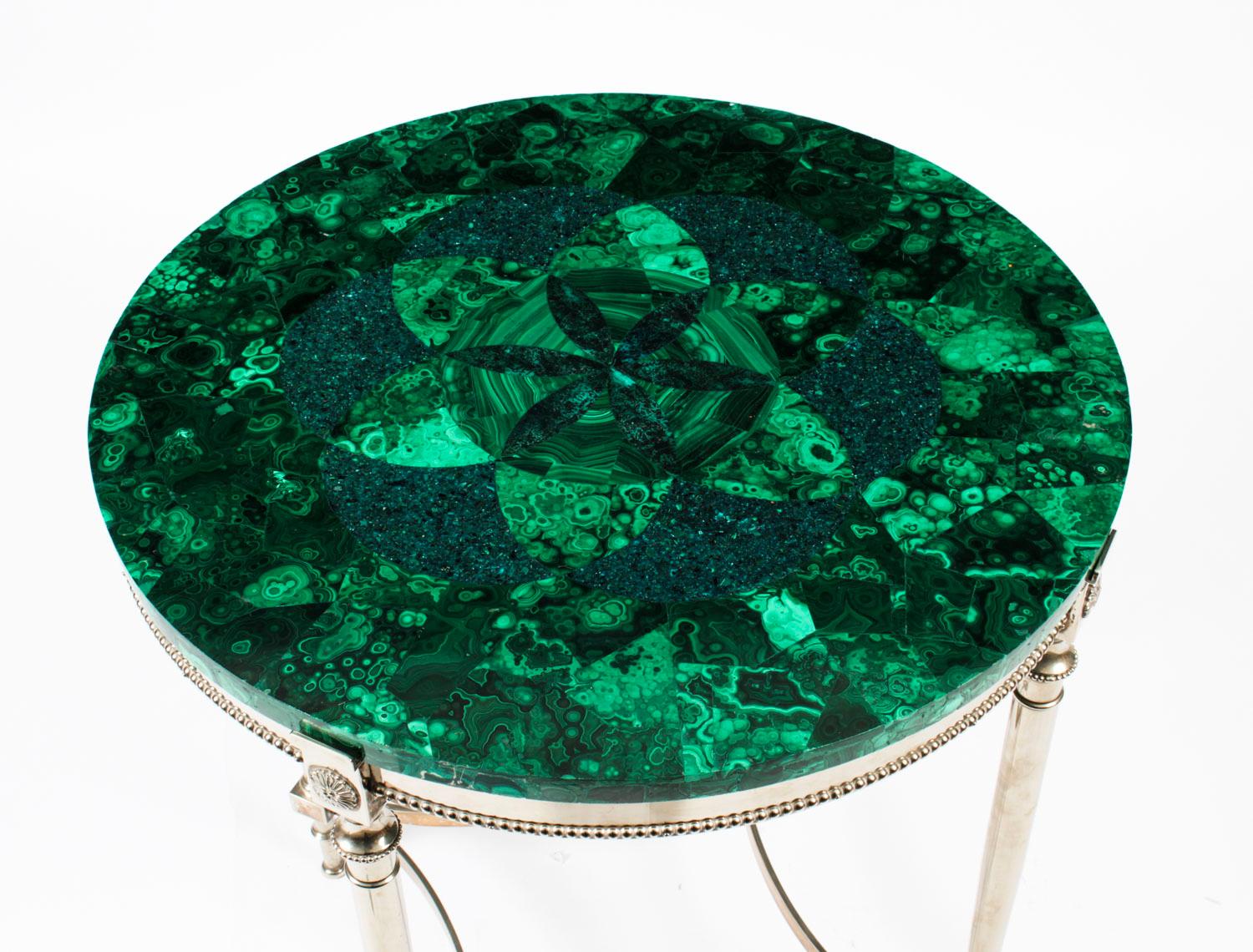 Early 20th Century Antique French Art Deco Malachite Occasional Table, 1920s