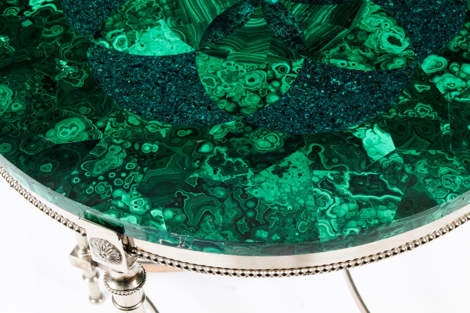 Antique French Art Deco Malachite Occasional Table, 1920s 3