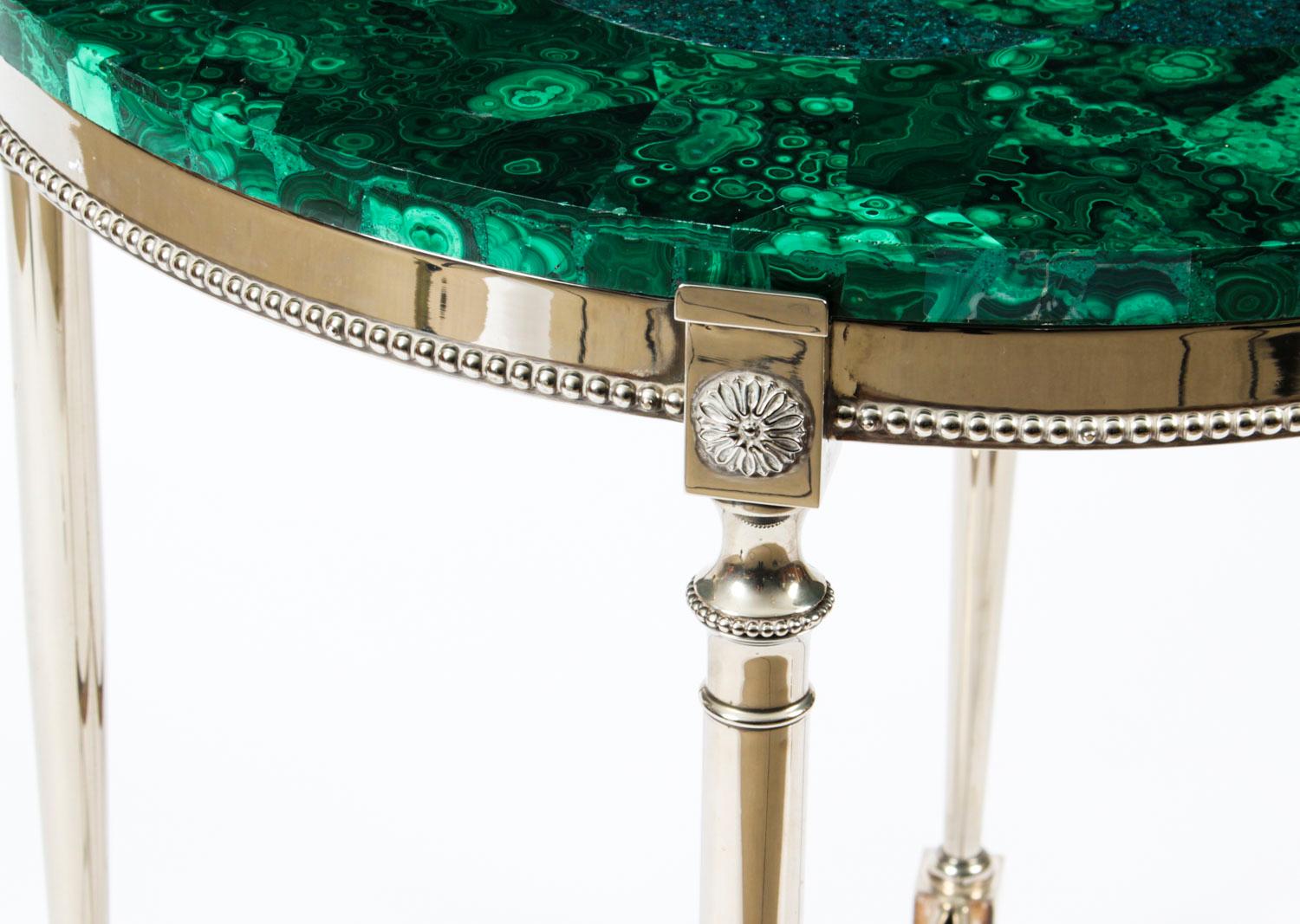 Antique French Art Deco Malachite Occasional Table, 1920s 5