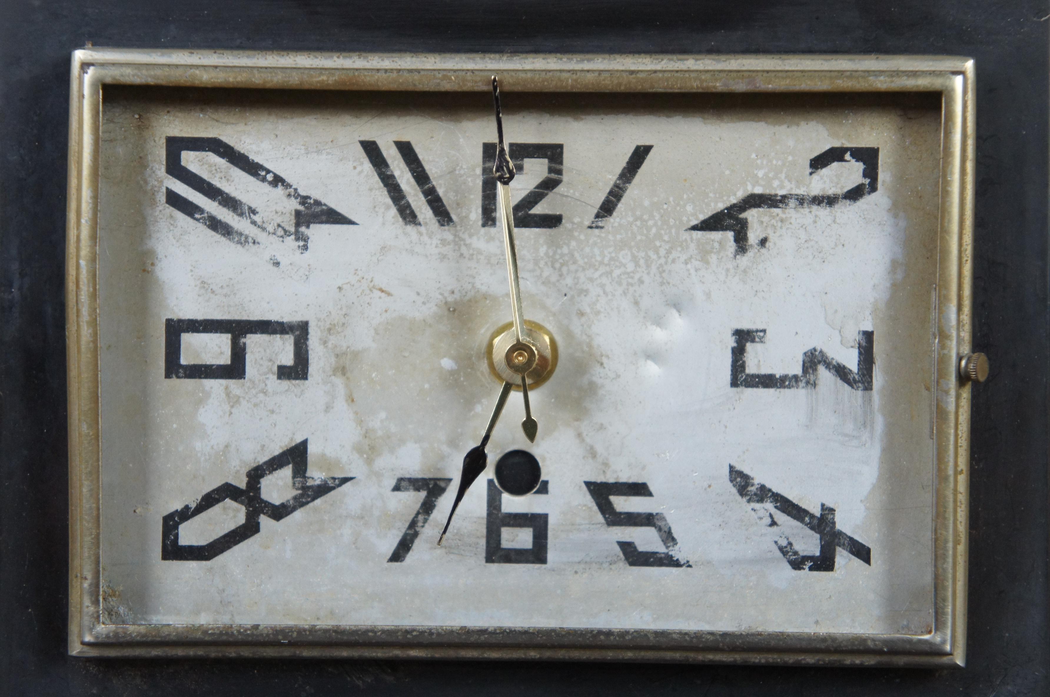 Antique French Art Deco Marble Garniture Set Mantel Clock Bookends Desk 3