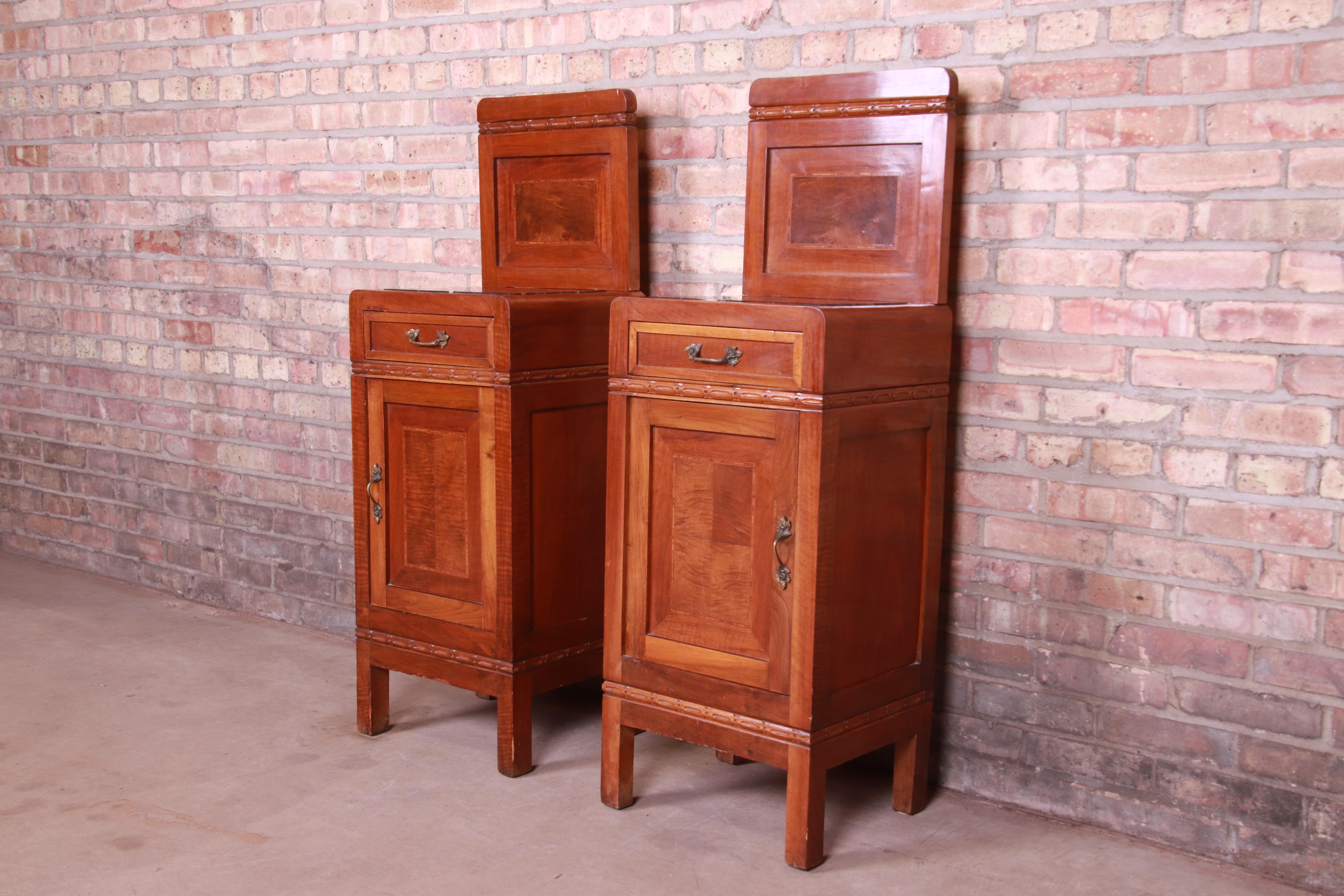 vintage nightstands with marble tops