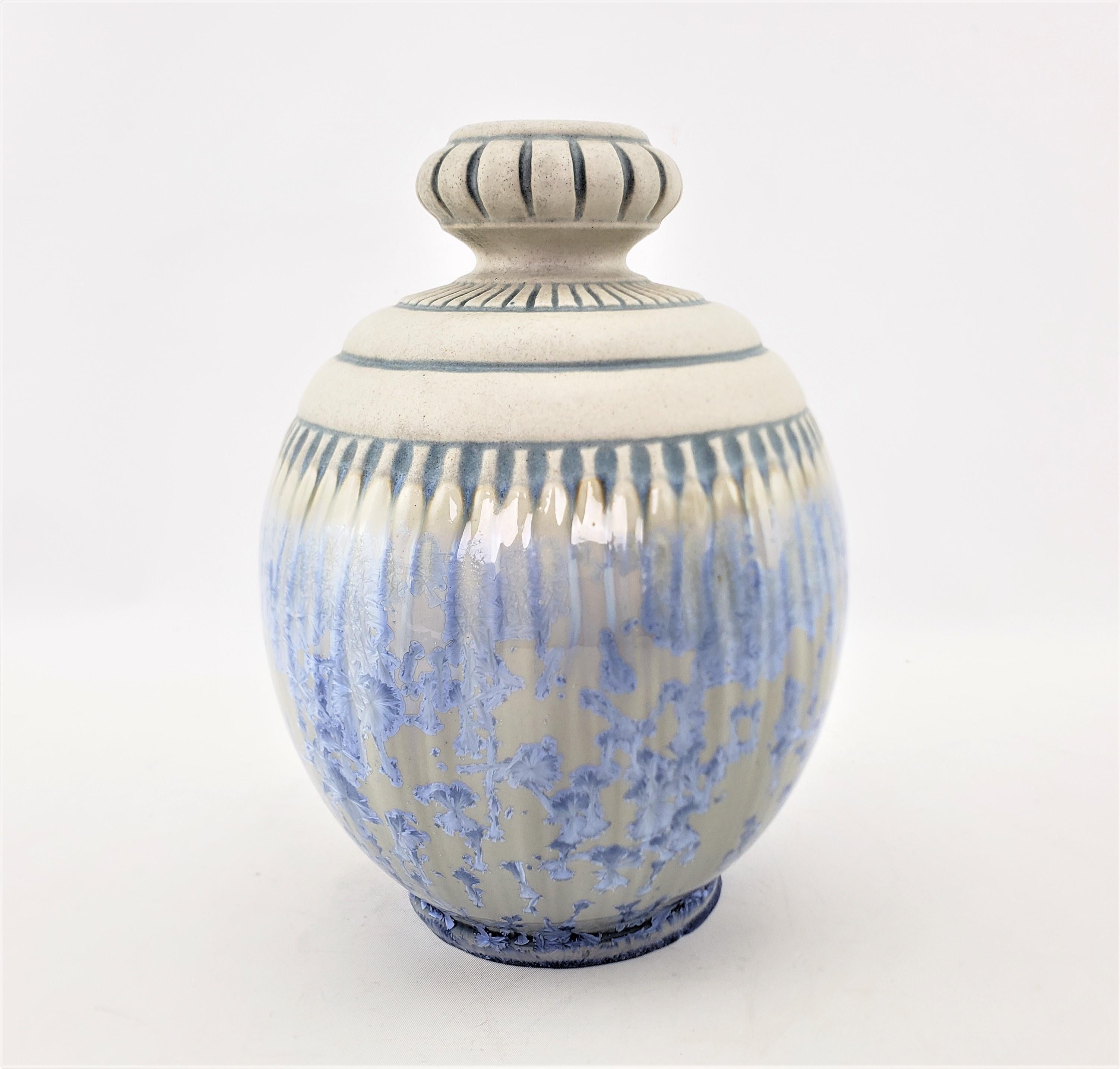 Hand-Painted Antique French Art Deco Mougin Nancy Crystaline Art Pottery Vase