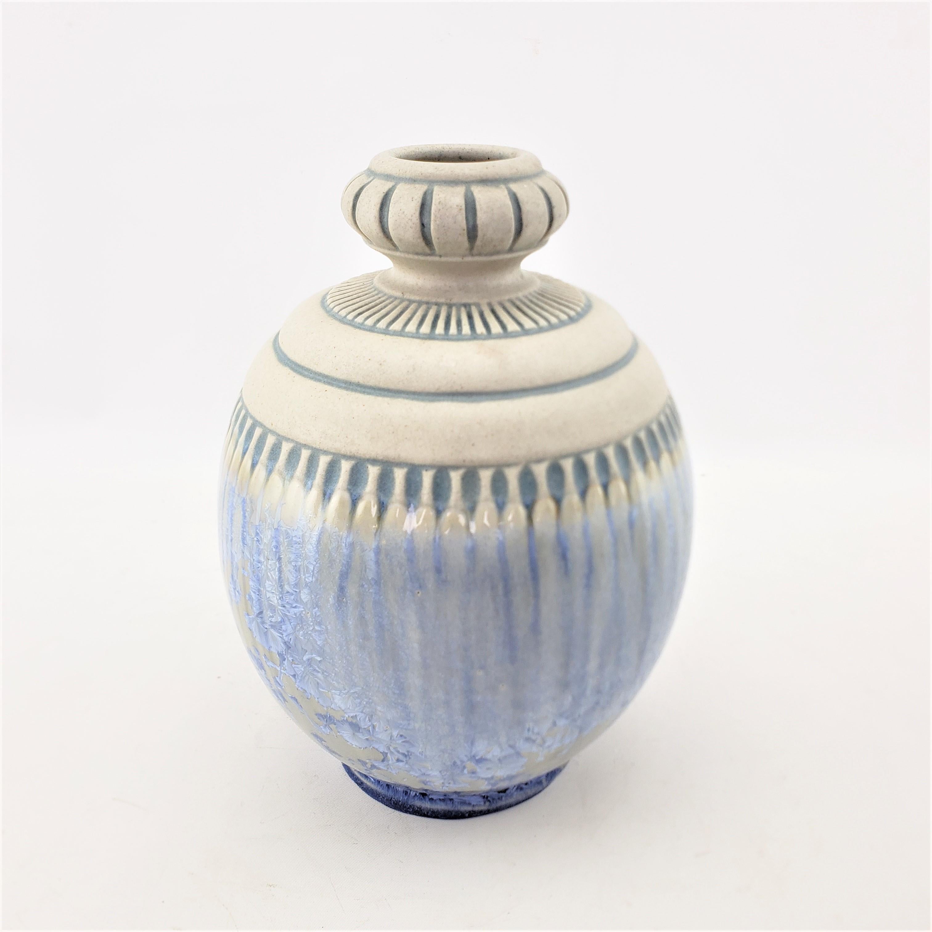 Antique French Art Deco Mougin Nancy Crystaline Art Pottery Vase In Good Condition In Hamilton, Ontario