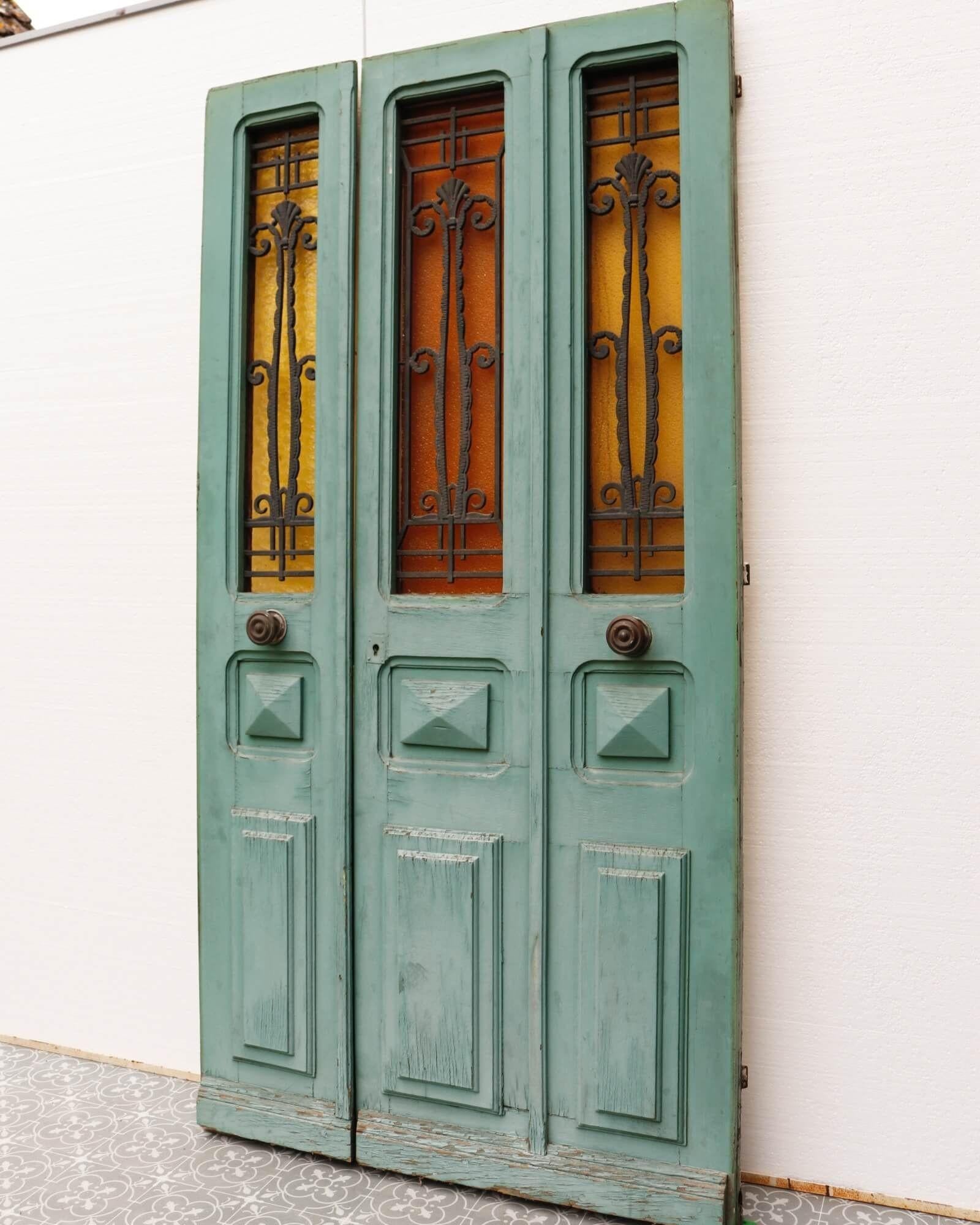 Antique French Art Deco Oak Door In Fair Condition In Wormelow, Herefordshire