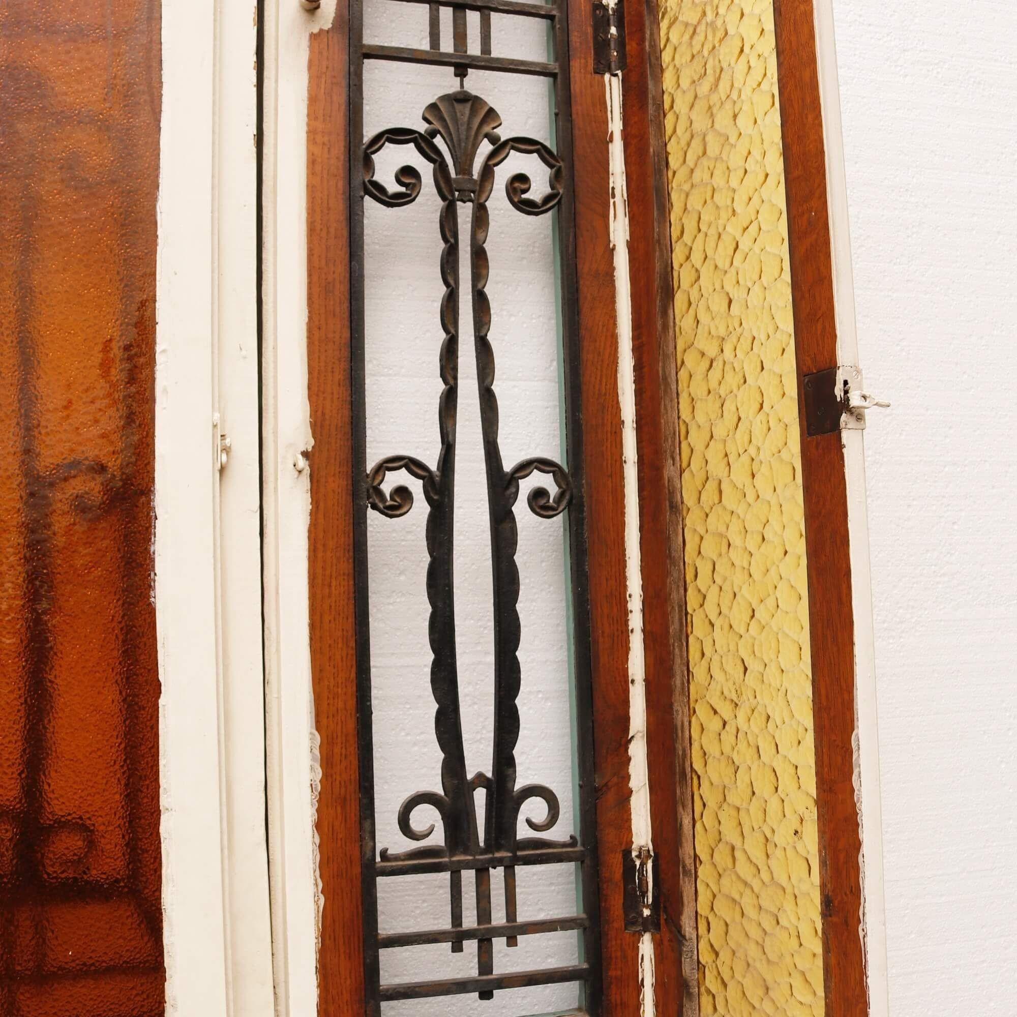 Glass Antique French Art Deco Oak Door