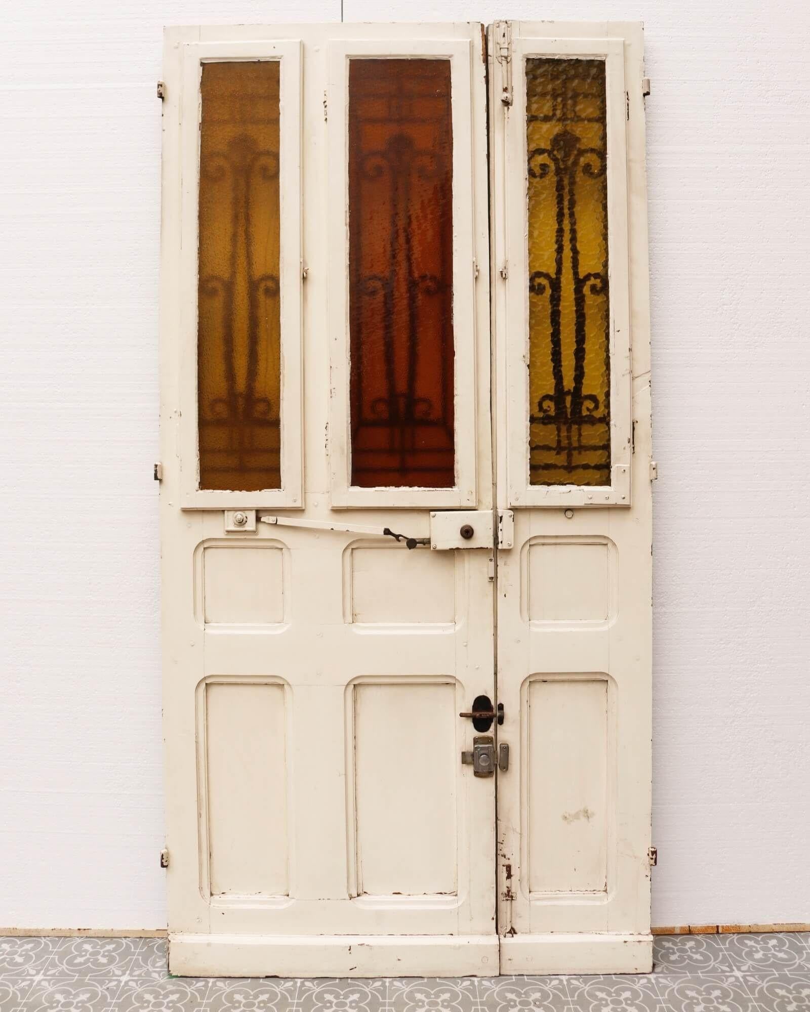 Antique French Art Deco Oak Door 1