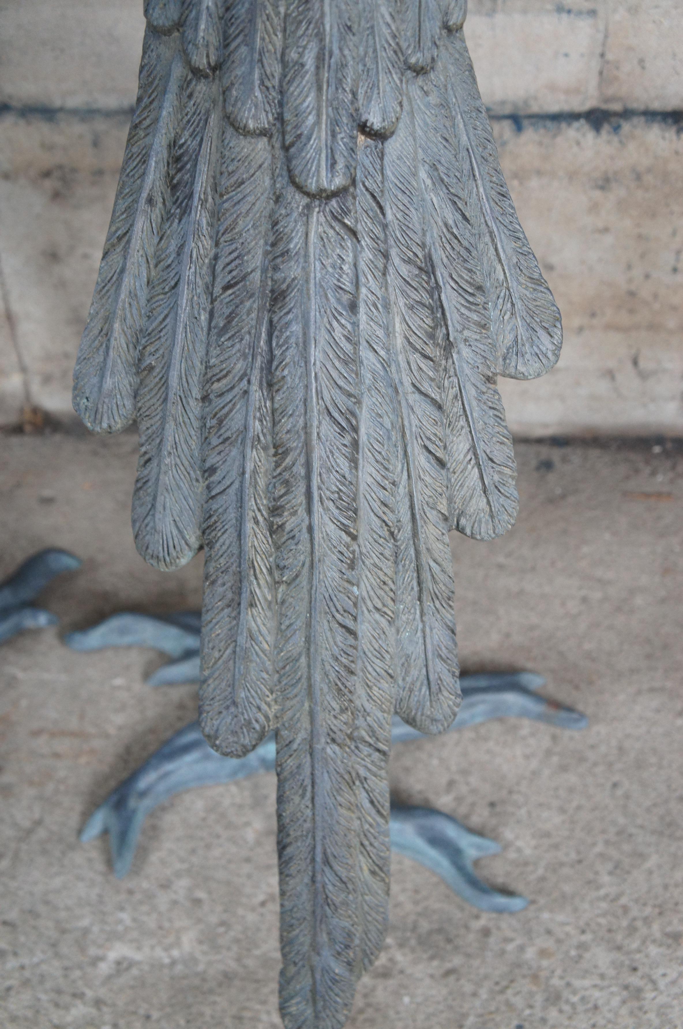 Antique French Art Deco Par Lifesize Bronce Pájaro Loro Esculturas Estatuas 55 4