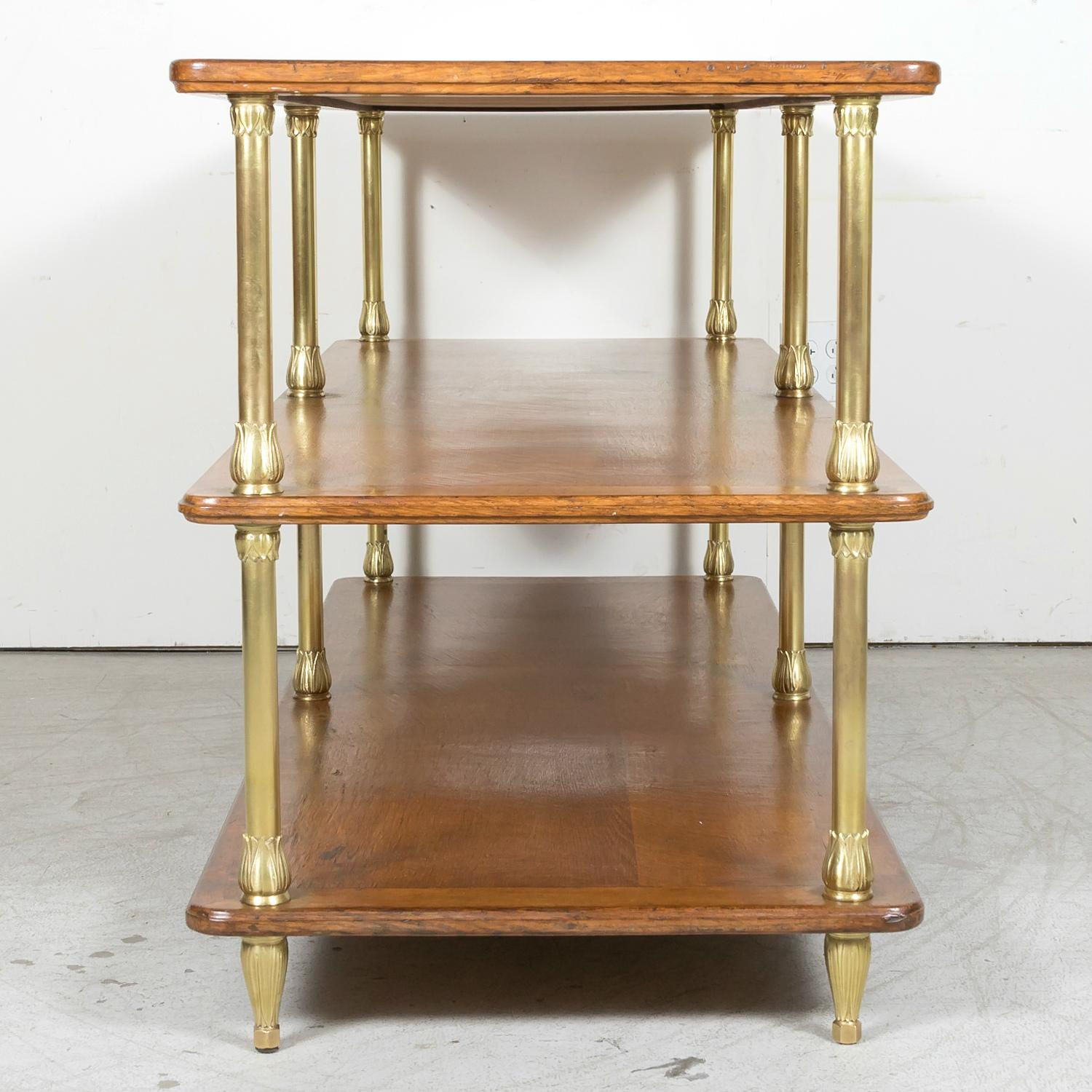 20th Century French Art Deco Period Oak and Brass Display Table / Kitchen Island 14
