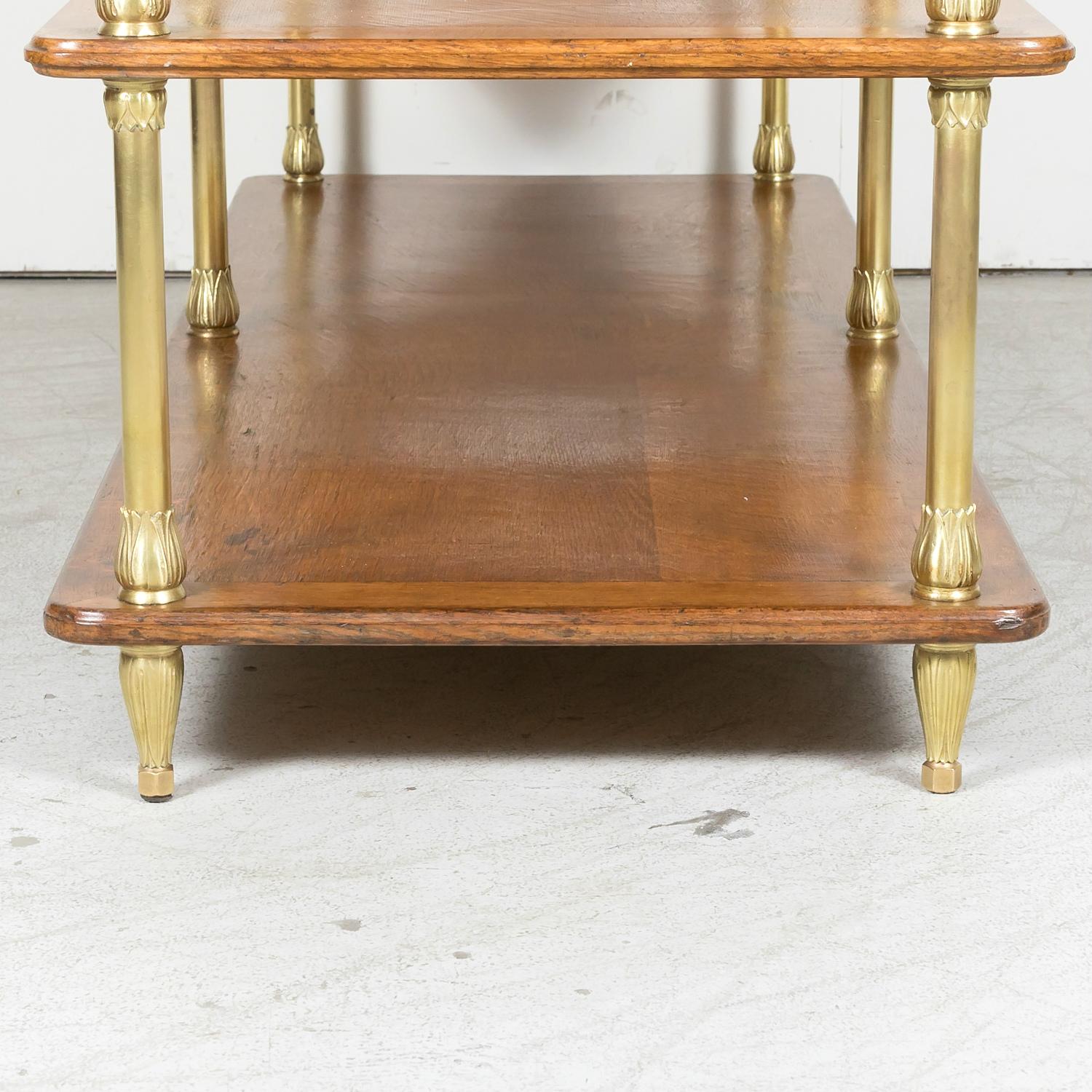 20th Century French Art Deco Period Oak and Brass Display Table / Kitchen Island 16