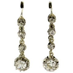 Antique French Art Deco Platinum Ladies Earrings with Diamonds ‘0.84’, 1920s