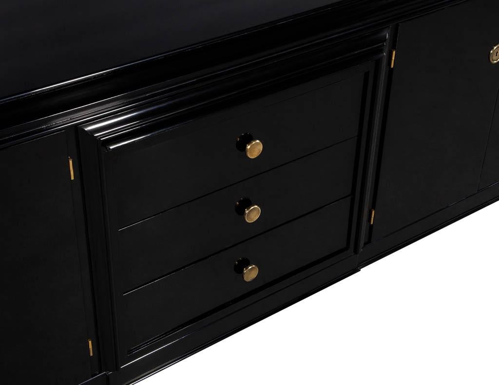 Antique French Art Deco Polished Black Lacquer Sideboard Buffet Credenza 7