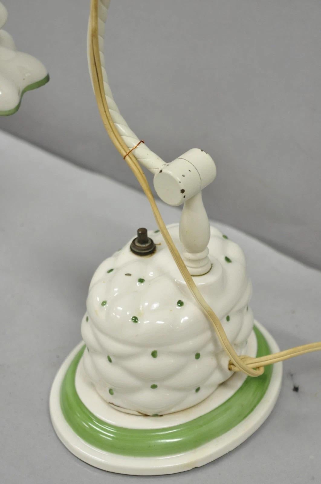 Antique French Art Deco Quilted Porcelain Small Adjustable Boudoir Bedside Lamp For Sale 5