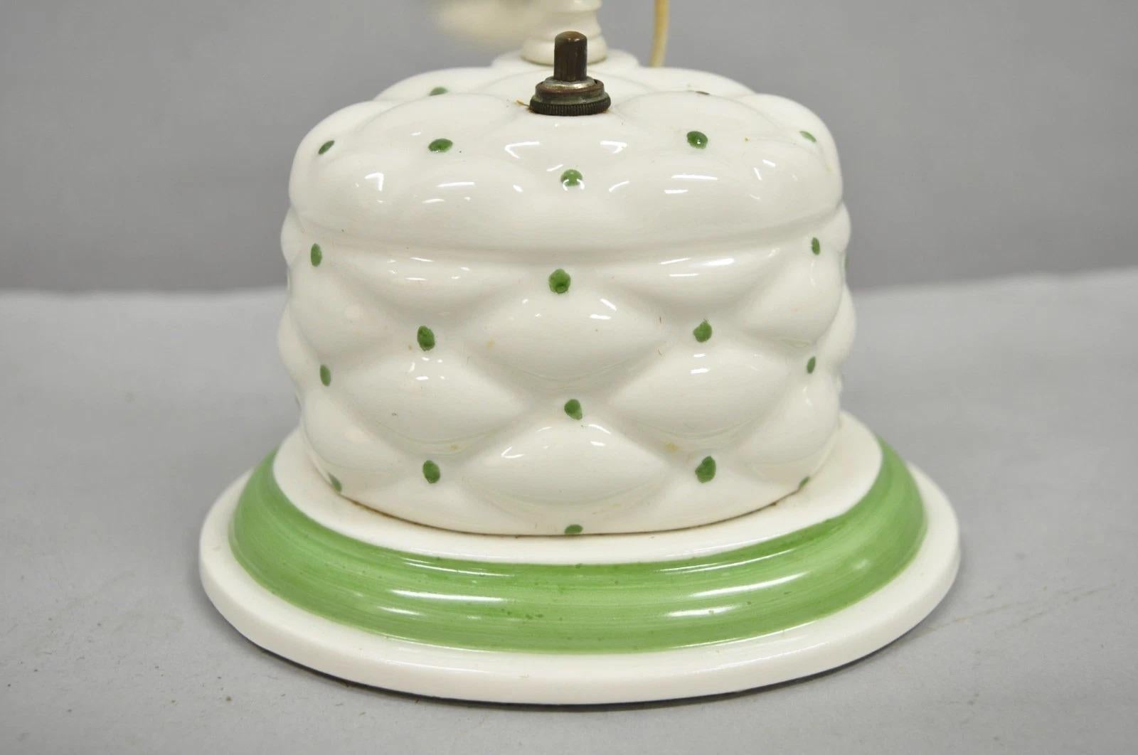 20th Century Antique French Art Deco Quilted Porcelain Small Adjustable Boudoir Bedside Lamp For Sale
