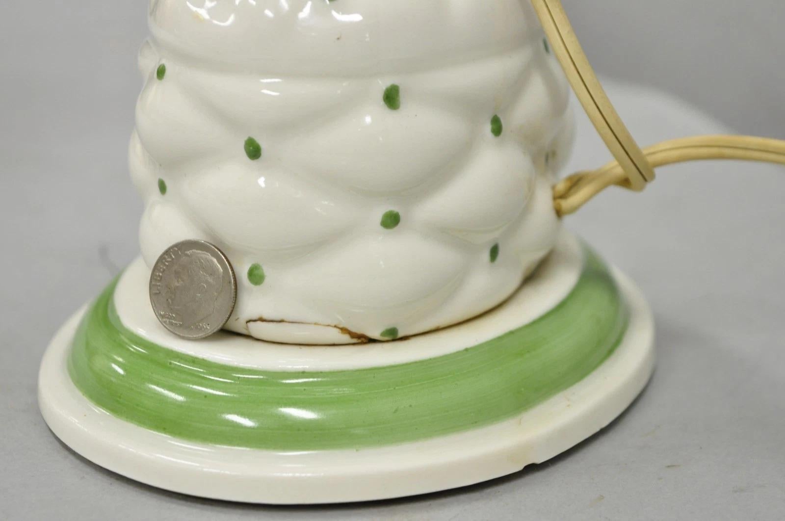 Antique French Art Deco Quilted Porcelain Small Adjustable Boudoir Bedside Lamp For Sale 2