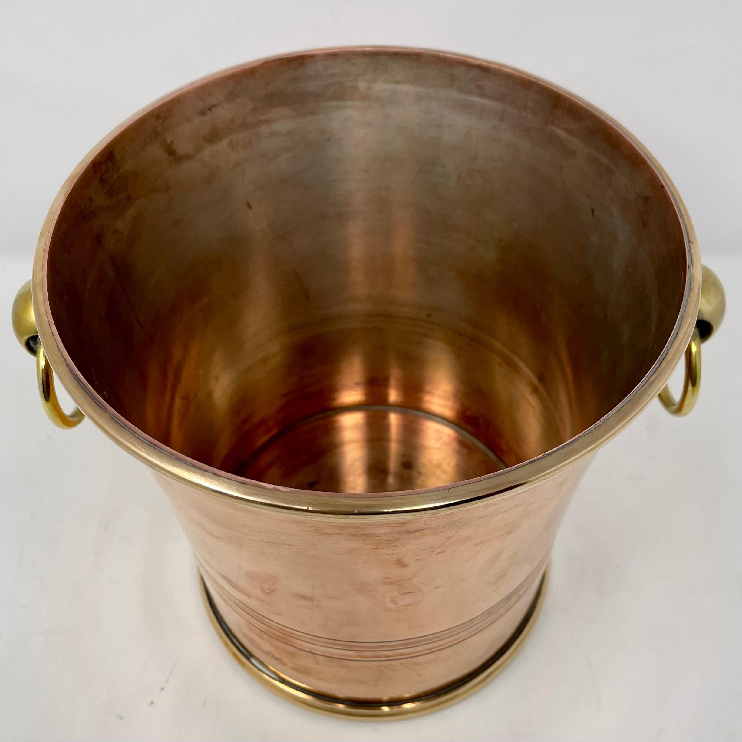 Antique French Art Deco copper & brass ice bucket, hallmarked 