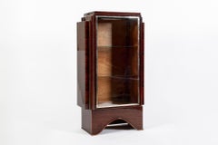 Antique French Art Deco Rosewood and Glass Vitrine Display Cabinet 1930s