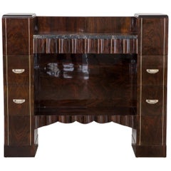 Antique French Art Deco Rosewood Sideboard with Marble Top from the 1920s