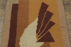 Antique French Art Deco Runner with Bold Design in Brown Hues - Rug & Kilim