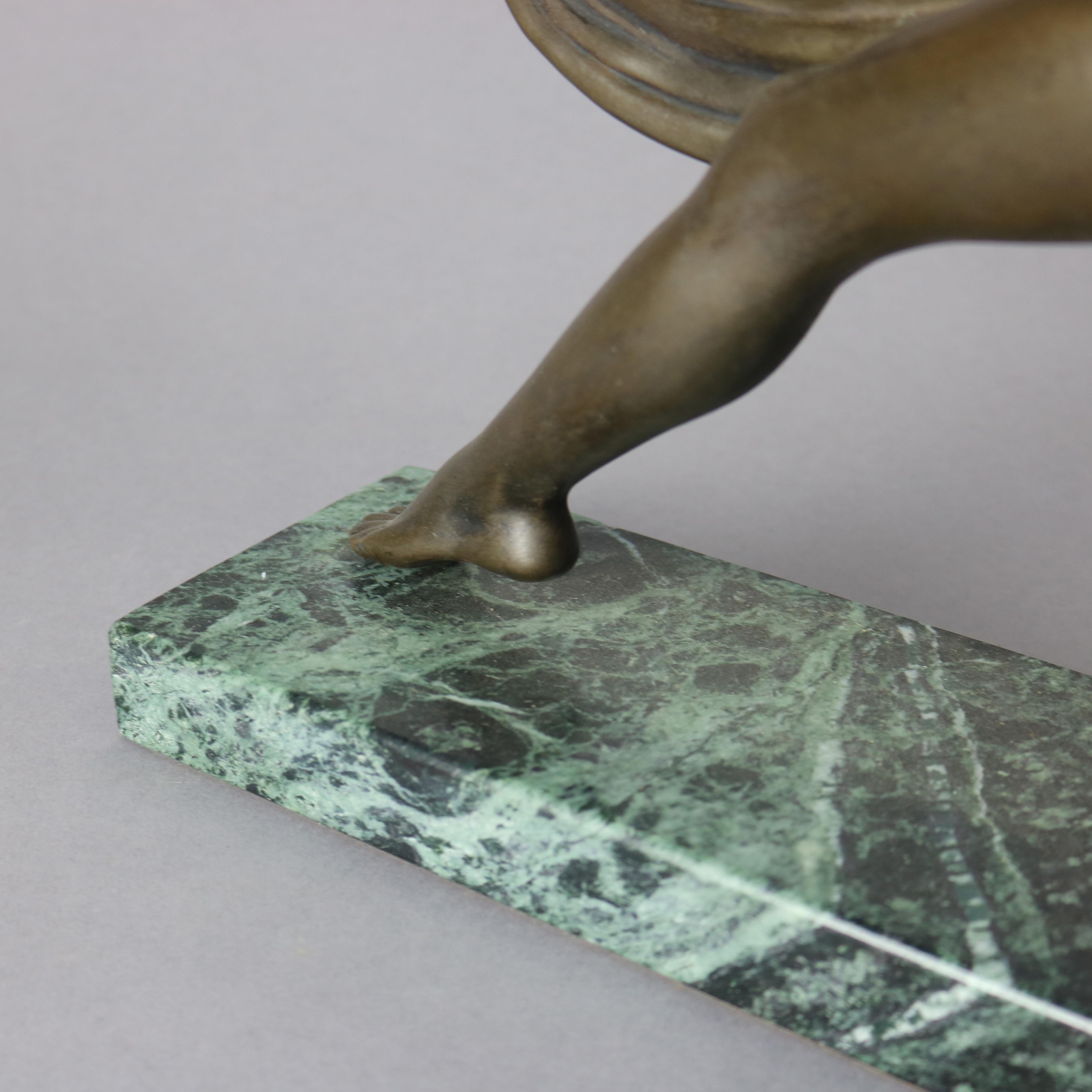 Antique French Art Deco Sculpture Statue of a Woman On Marble Plinth, 20th C. For Sale 2