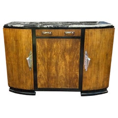 Antique French Art Deco Sideboard/Credenza With Black Marble Top