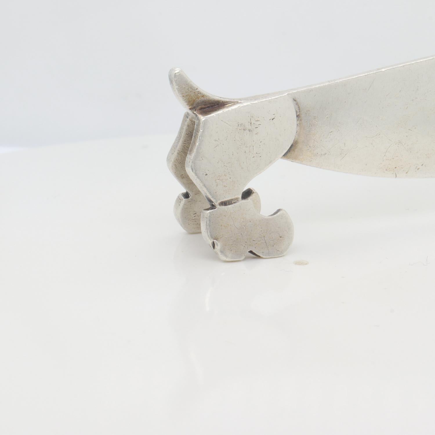 Antique French Art Deco Silver Figural Dog Knife Rest by Louis Mathey For Sale 8