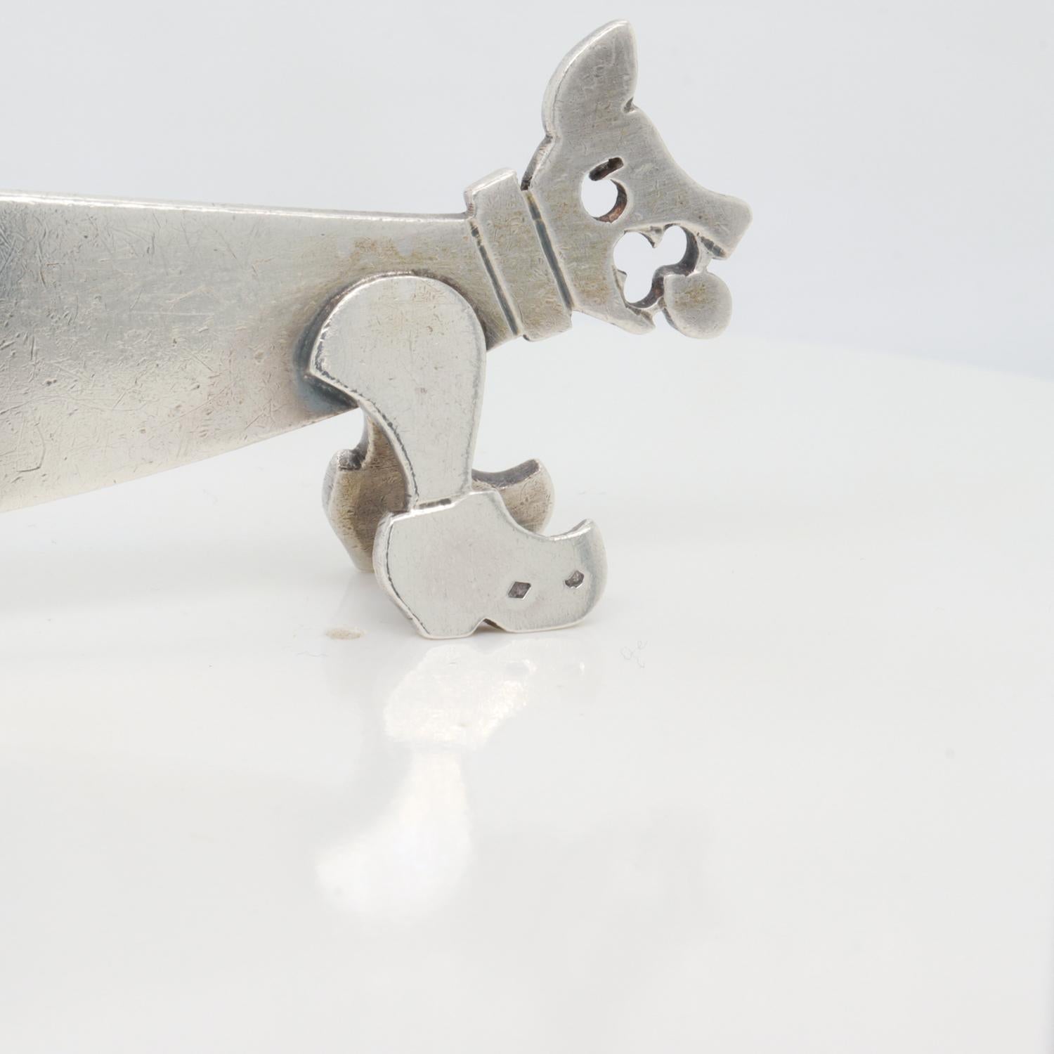 Porte-couteaux de chien Art Déco français en argent figuré de Louis Mathey en vente 6
