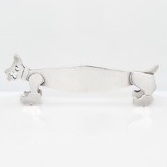 Antique French Art Deco Silver Figural Dog Knife Rest by Louis Mathey