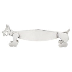 Antique French Art Deco Silver Figural Dog Knife Rest by Louis Mathey