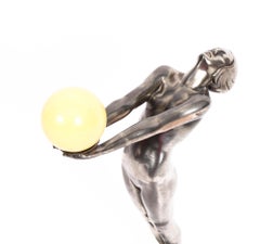 Antique French Art Deco Silvered Female Nude "Clarte" by Max Le Verrier, 1930s