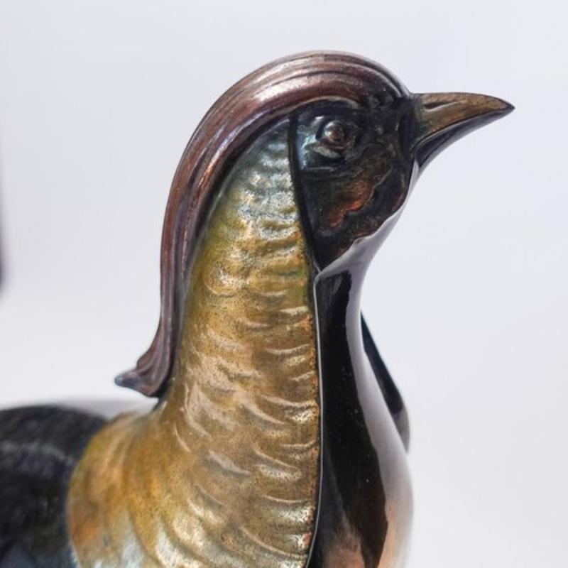 Antique French Art Deco Spelter Pheasant Sculpture In Good Condition In Victoria, BC