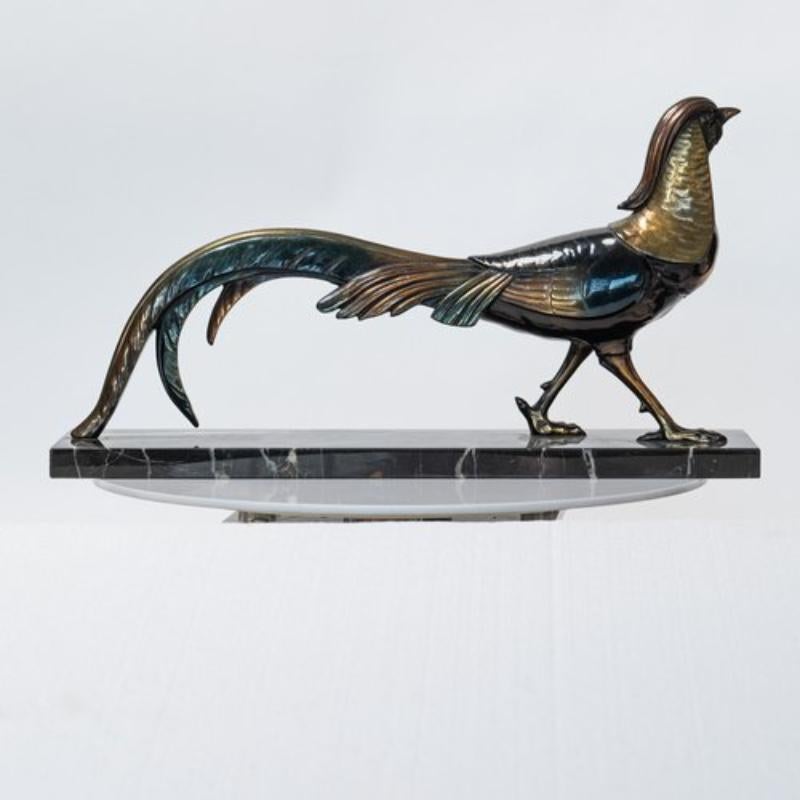 Bronze Antique French Art Deco Spelter Pheasant Sculpture