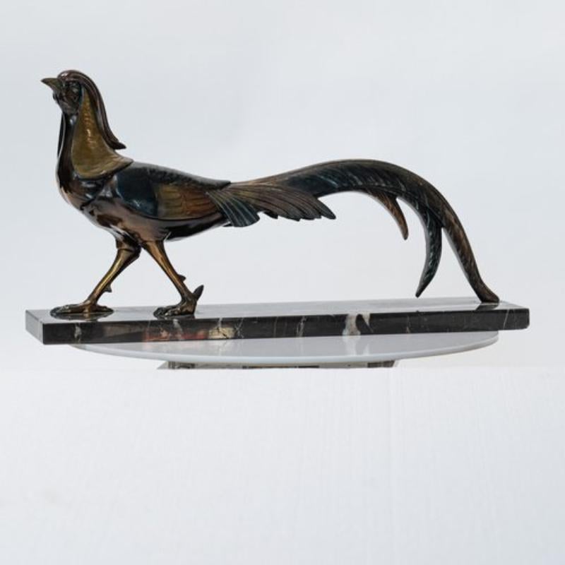 Antique French Art Deco Spelter Pheasant Sculpture 2