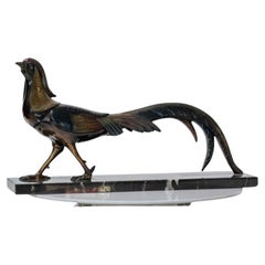 Antique French Art Deco Spelter Pheasant Sculpture