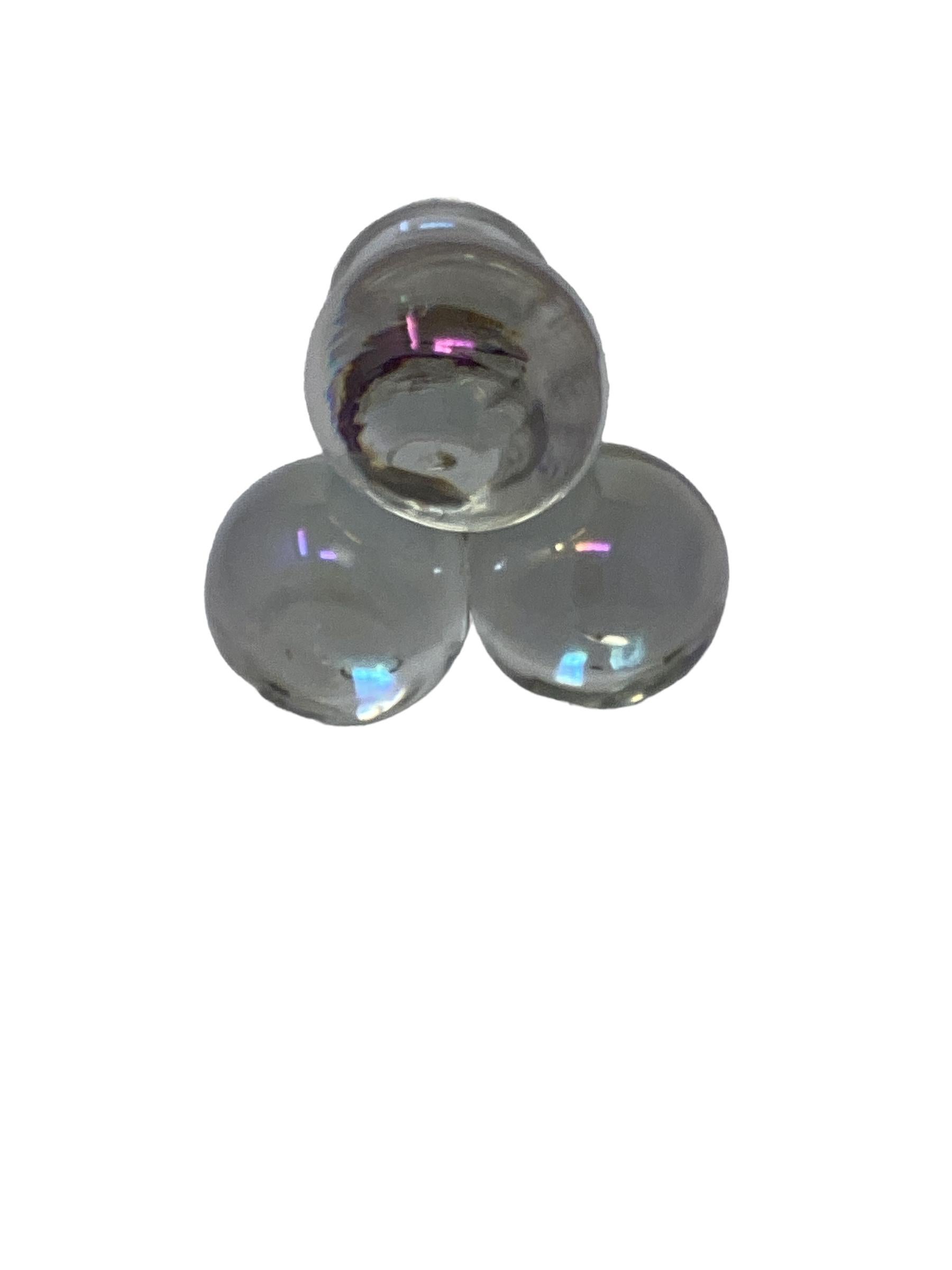 Antiguo Tintero Francés Art Decó de Bolas de Cristal Apiladas Vidrio