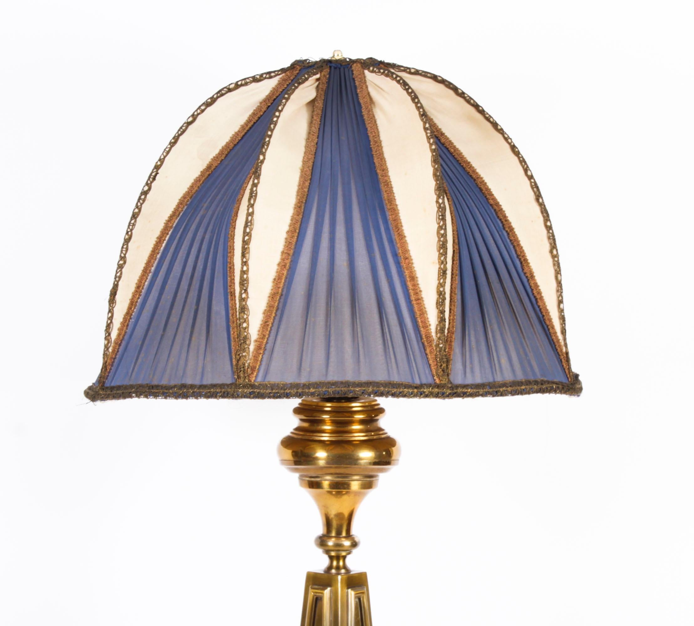 Antique French Art Deco Standard Lamp with Shade Circa 1920 For Sale 6