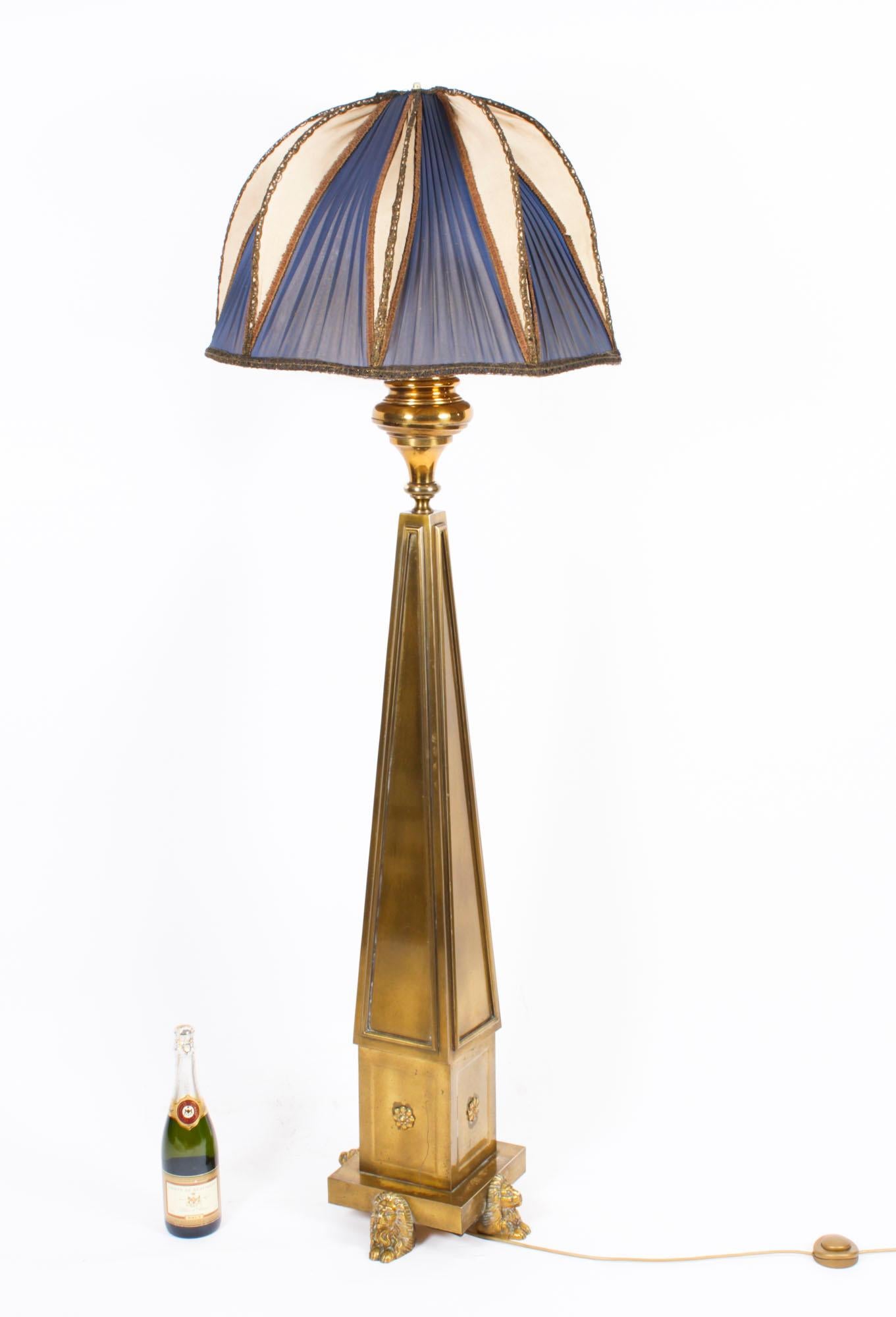 Antique French Art Deco Standard Lamp with Shade Circa 1920 For Sale 9