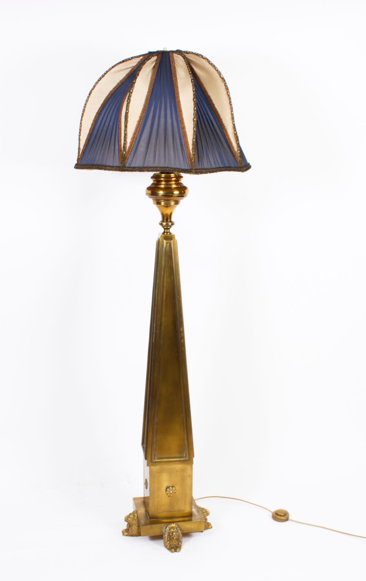 Antique French Art Deco Standard Lamp with Shade Circa 1920 For Sale 10