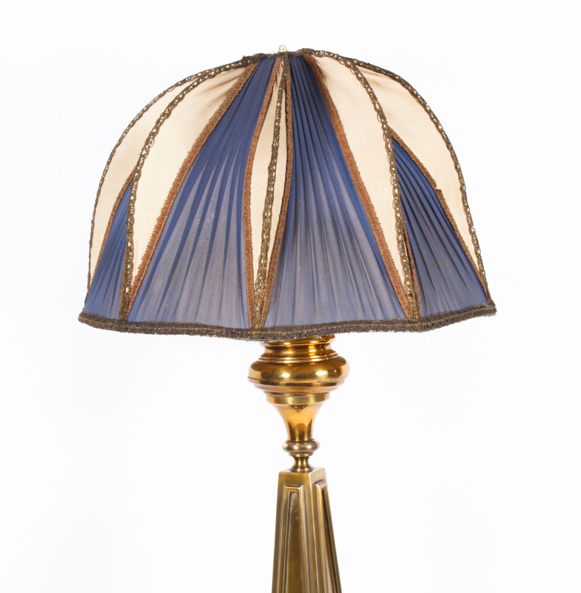 Antique French Art Deco Standard Lamp with Shade Circa 1920 In Good Condition For Sale In London, GB