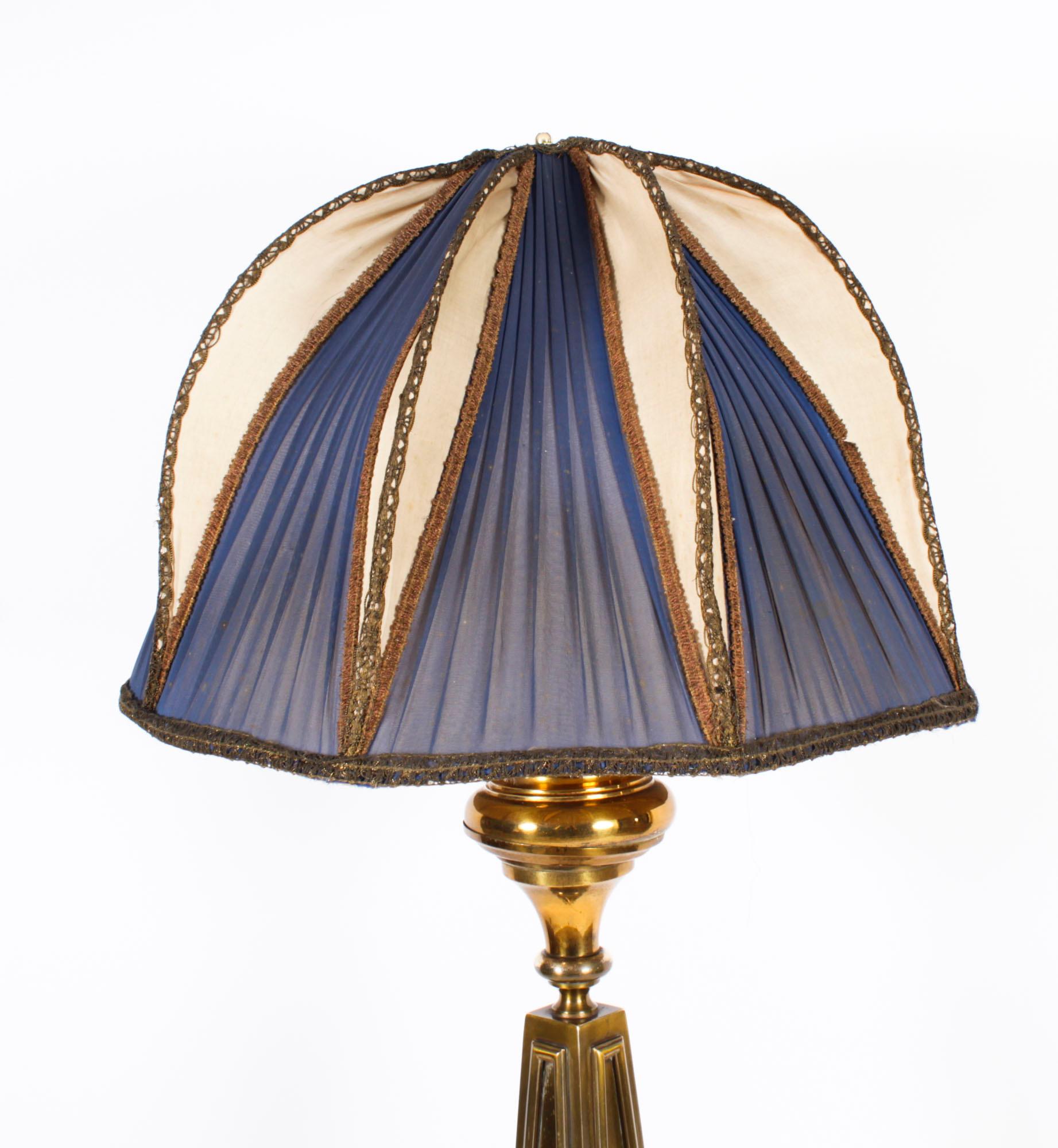 Early 20th Century Antique French Art Deco Standard Lamp with Shade Circa 1920 For Sale