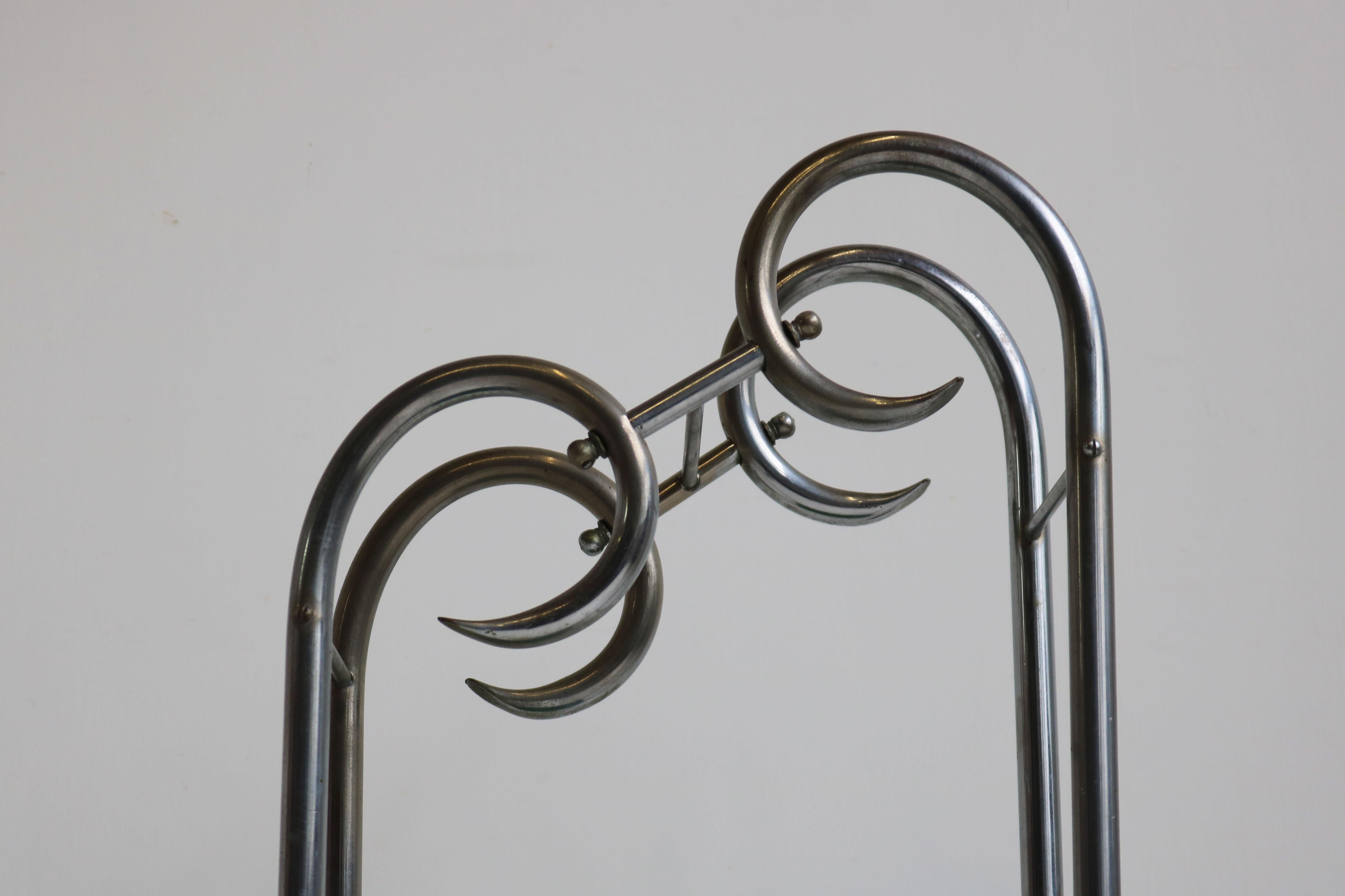 Antique French Art Deco Umbrella Stand Stick Holder Chrome Bauhaus Style 1930 In Good Condition In Ijzendijke, NL