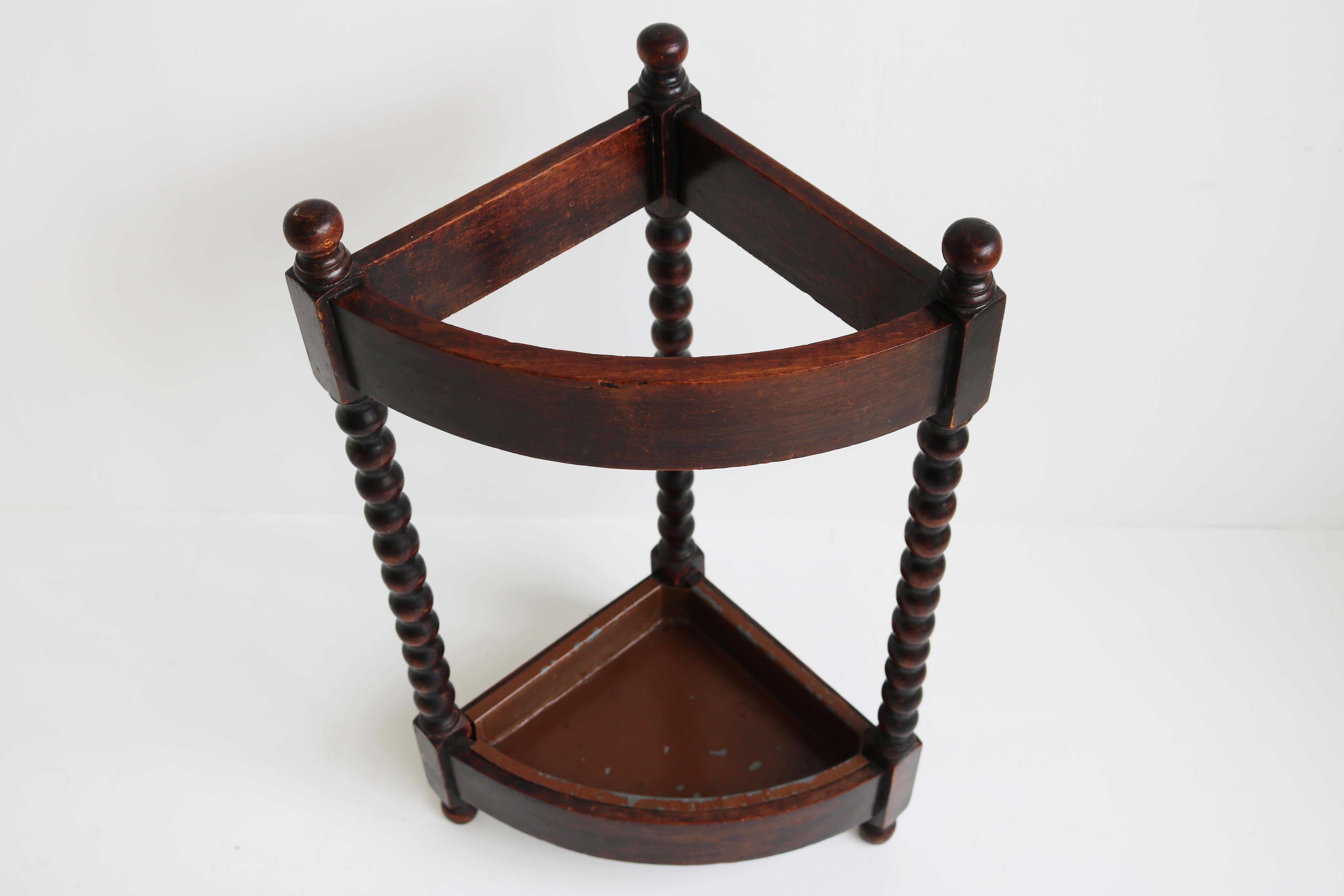 Hand-Carved Antique French Art Deco Umbrella Stand / Stick Holder Solid Oak Carved Hallway For Sale