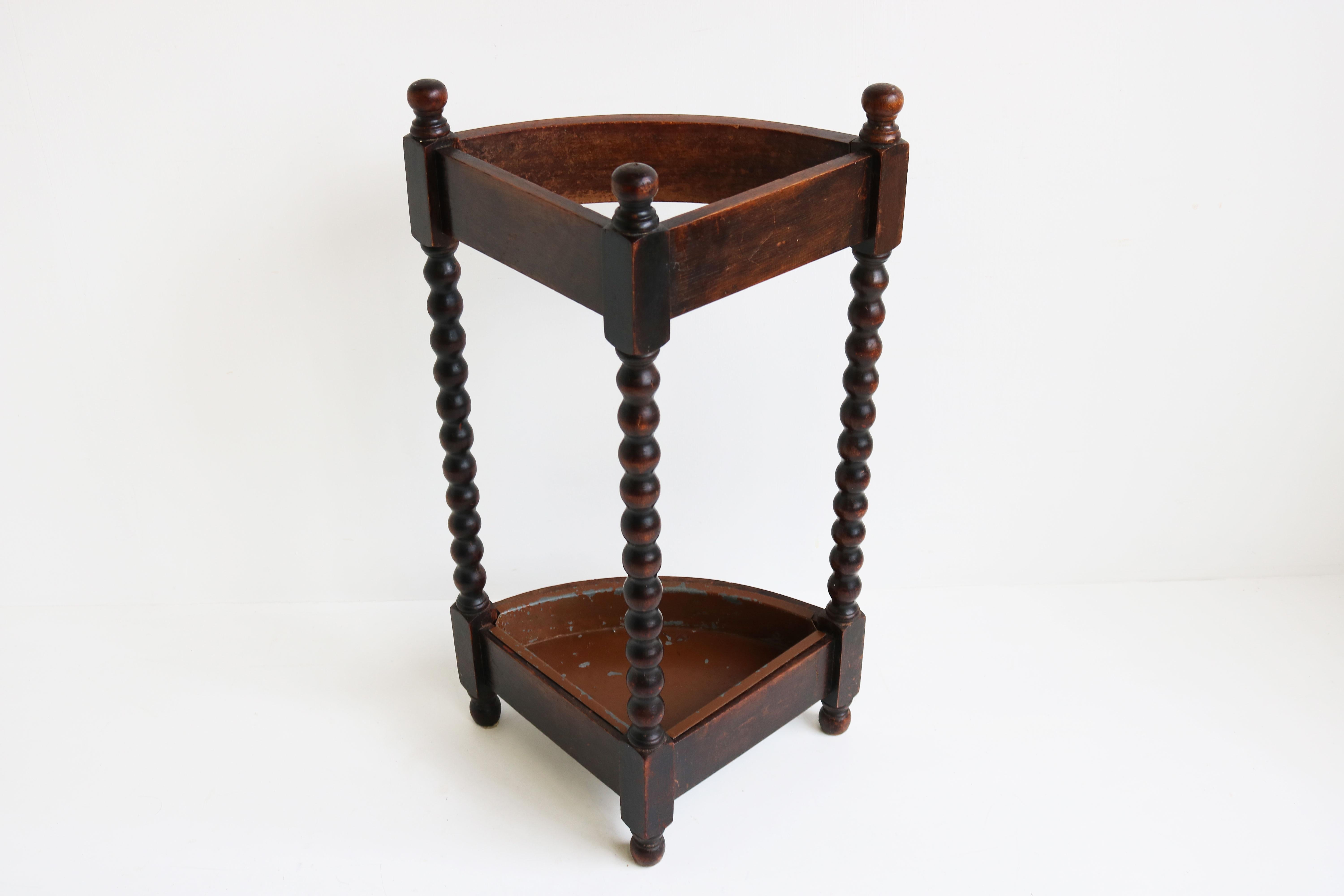 Mid-20th Century Antique French Art Deco Umbrella Stand / Stick Holder Solid Oak Carved Hallway For Sale