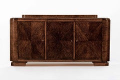 Antique French Art Deco Wood Parquetry Sideboard Cabinet by Adolphe Chanaux