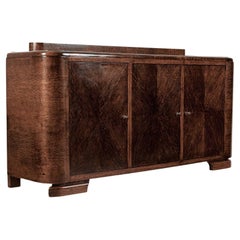 Antique French Art Deco Wood Parquetry Sideboard Cabinet by Adolphe Chanaux