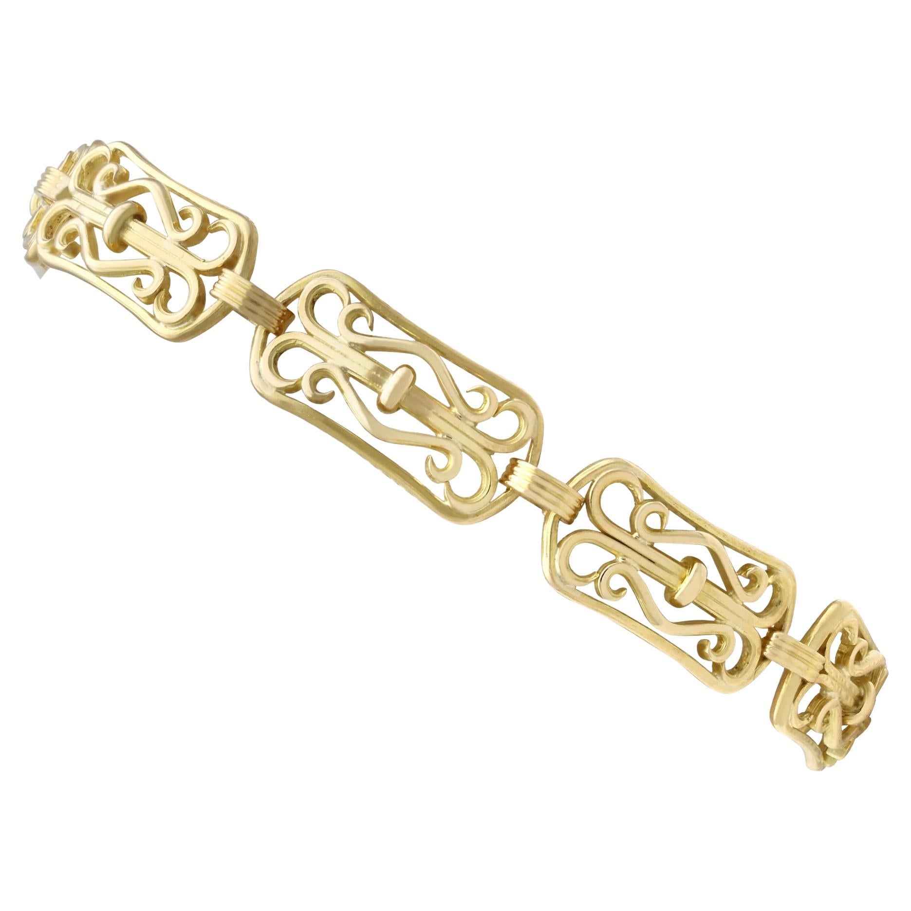 Bracelet ancien en or jaune 18 carats style Art nouveau français