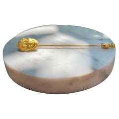 Antique French Art Nouveau 18K Yellow Gold Plisson et Hartz Stick Pin