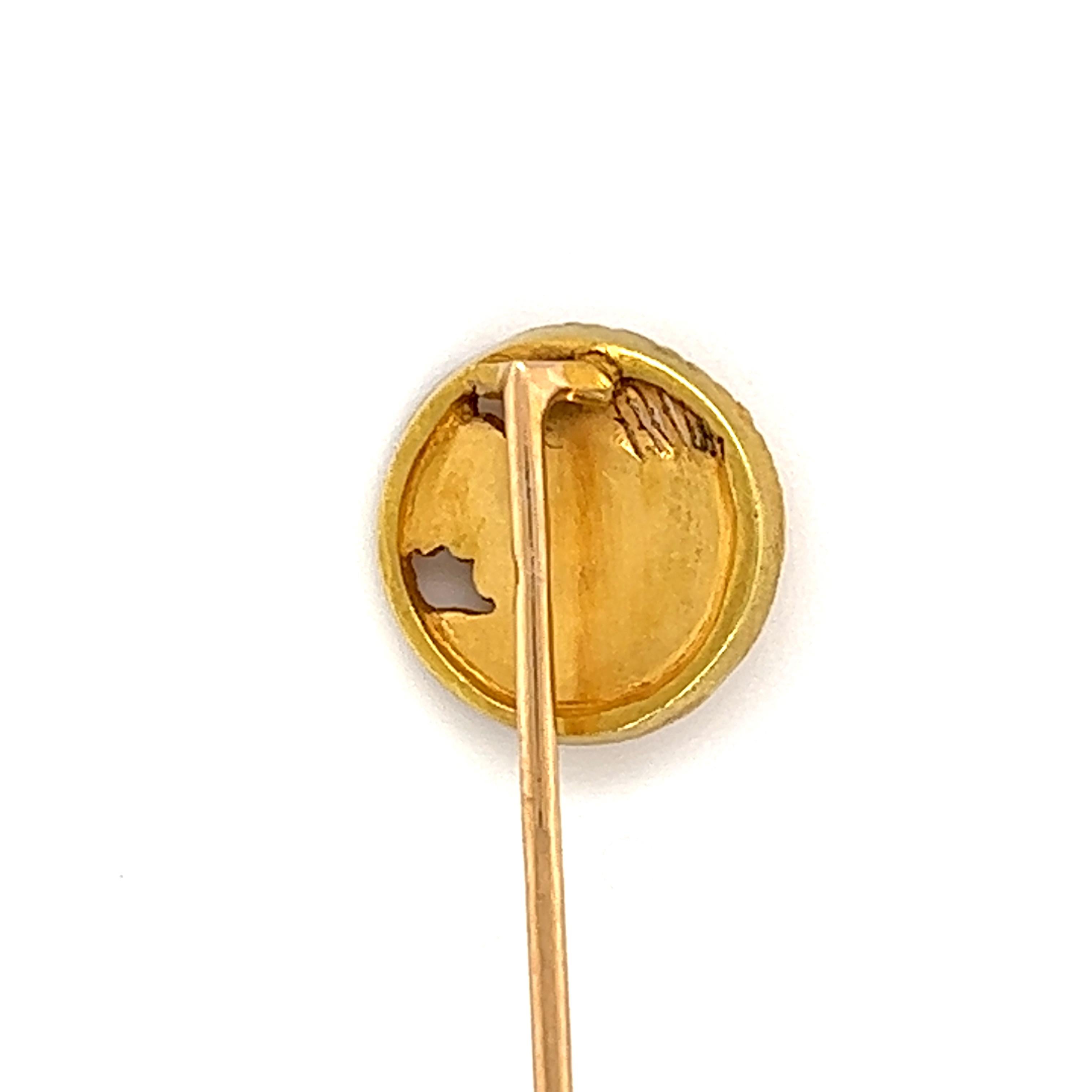 Antique French Art Nouveau 18K Yellow Gold Plisson Et Hartz Stick Pin In Good Condition In Towson, MD