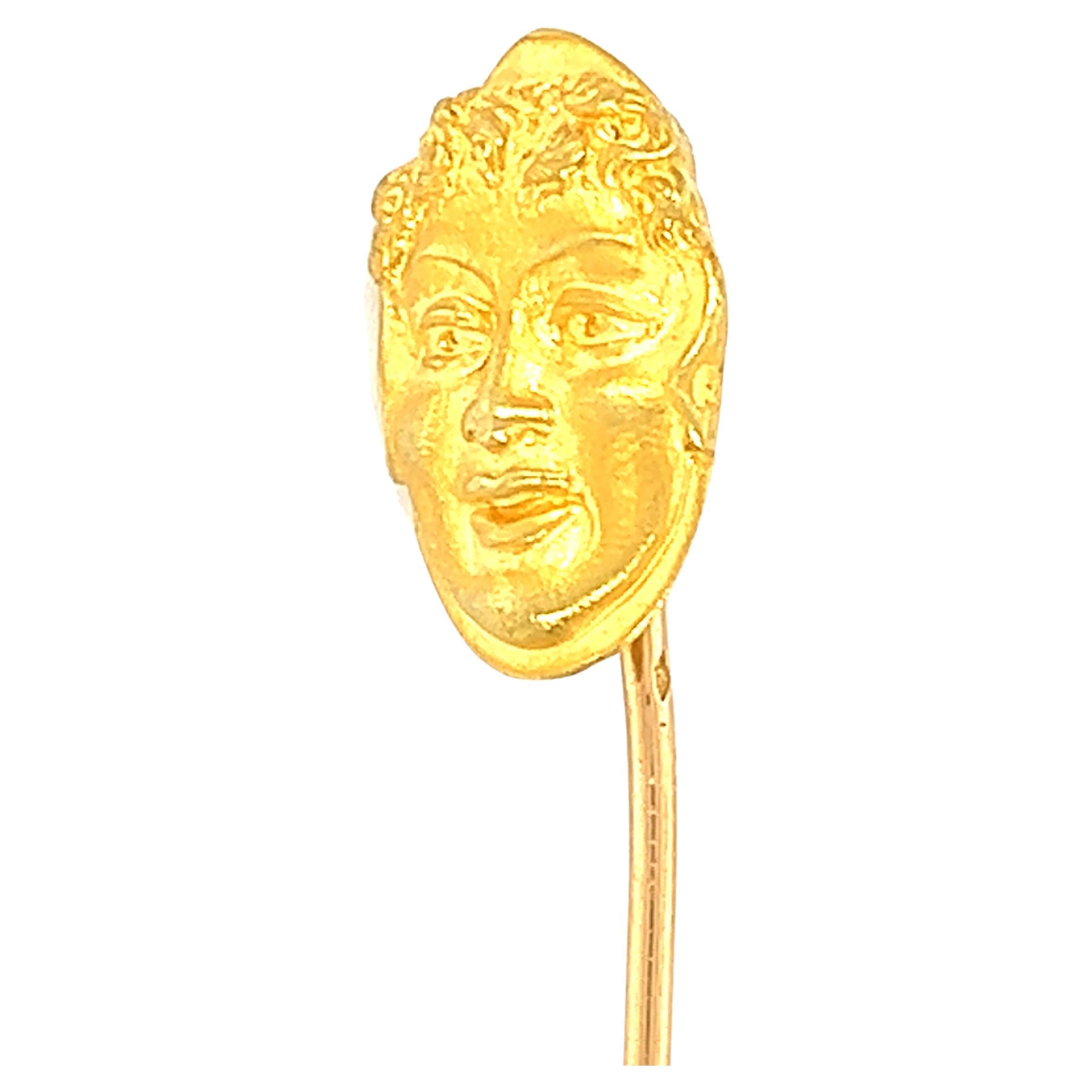 Antique French Art Nouveau 18K Yellow Gold Plisson et Hartz Stick Pin In Good Condition In Towson, MD
